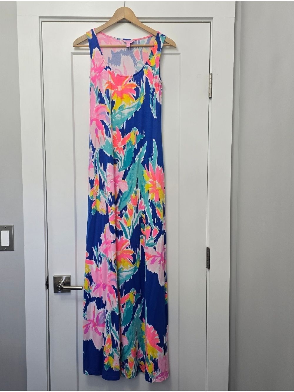 Lilly Pulitzer Natalia Blue Tropical Floral Maxi Dress Size XS - Picture 4 of 12